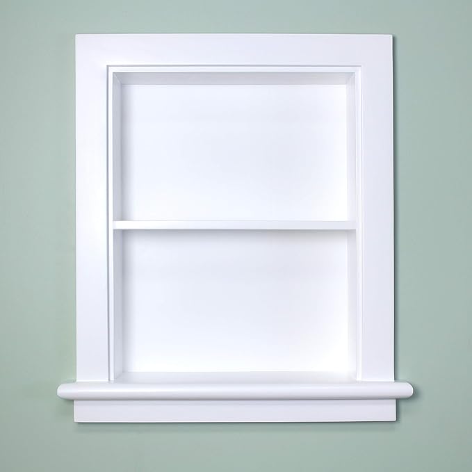 Fox Hollow Furnishings 14x18 Aiden Recessed Wall Niche Medicine Cabinet Replacement, in The Wall Bathroom Cabinet Insert Shelf/Shelves, Made in North America, Real Wood, NO MDF, Plain, White