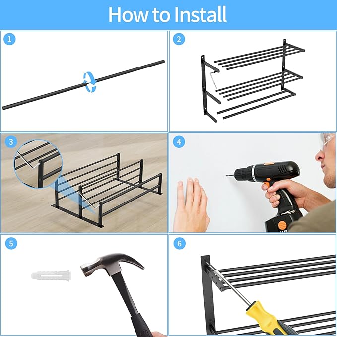 Towel Racks for Bathroom 24 Inch, 3 Tier Towel Shelf with Double Towel Bar, Wall Mounted Towel Rack SUS 304 Stainless Steel, Towel Storage for Bathroom Lavatory, Black