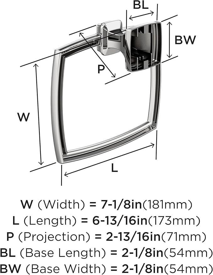 Amerock BH36032 Revitalize 6-13/16" Wall Mounted Towel Ring - Chrome