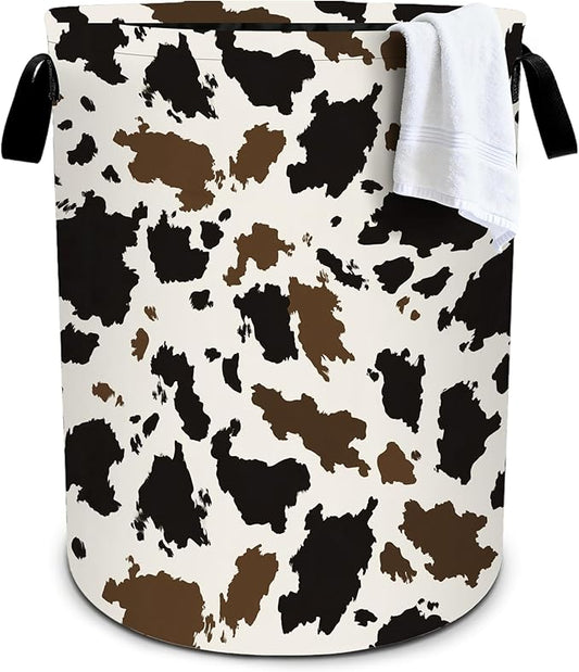 Cow Camo Laundry Basket Storage Bin Foldable Laundry Hamper Clothes Storage Bucket Organizer 19.6x15.7 Inch For Laundry Room/Bedroom/Bathroom