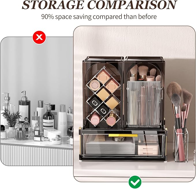 Modular Makeup Organizer, Clear Acrylic Cosmetic Storage Box with Drawer, Vanity Countertop Organizer for Makeup, Skincare and Beauty Accessories – Multiple Styles
