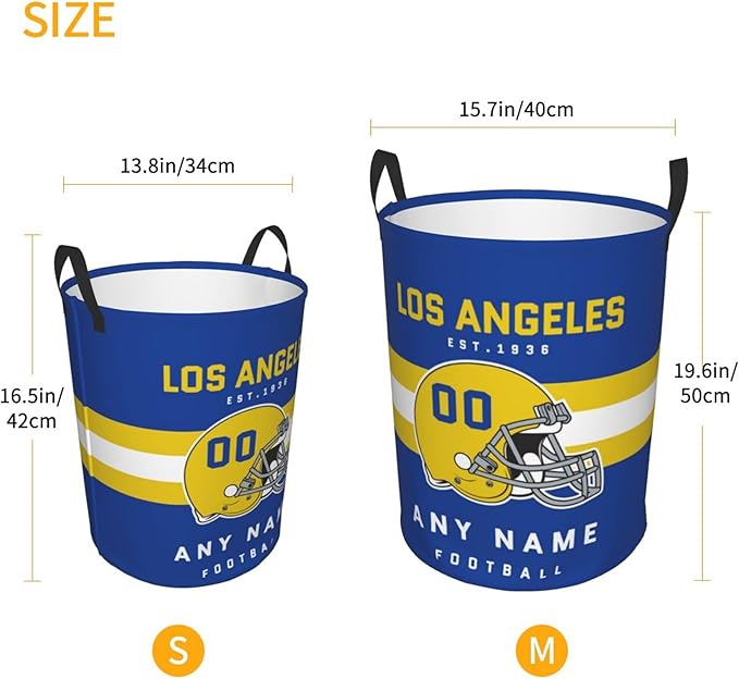 Custom Los Angeles Laundry Hamper - Personalized Football Style Laundry Basket - Customized Name And Number - Dirty Clothes Hamper Waterproof Large Capacity Hamper for Bedroom Bathroom Living Room