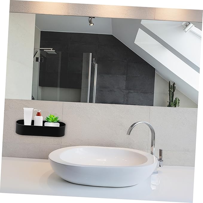 PRETYZOOM 1pc Punch Wall-Mounted Metal Shelf Bathroom and Kitchen Storage Rack Organizer for Toiletries Easy to Install High Fence Design to Prevent Falling Items