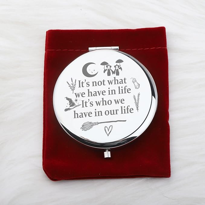 WUSUANED Witch Sister Makeup Mirror Practical Movie Inspired Mirrorr TV Show Fan Gift Magic Witch Gift Witchy Fans Gifts (Witch Sister Mirror Steel)