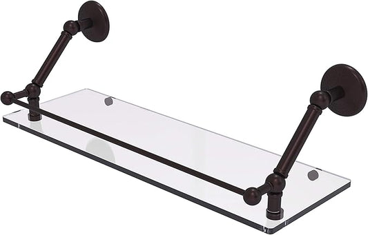 Allied Brass PMC-1-24-GAL Prestige Monte Carlo 24 Inch Floating Gallery Rail Glass Shelf, Antique Bronze