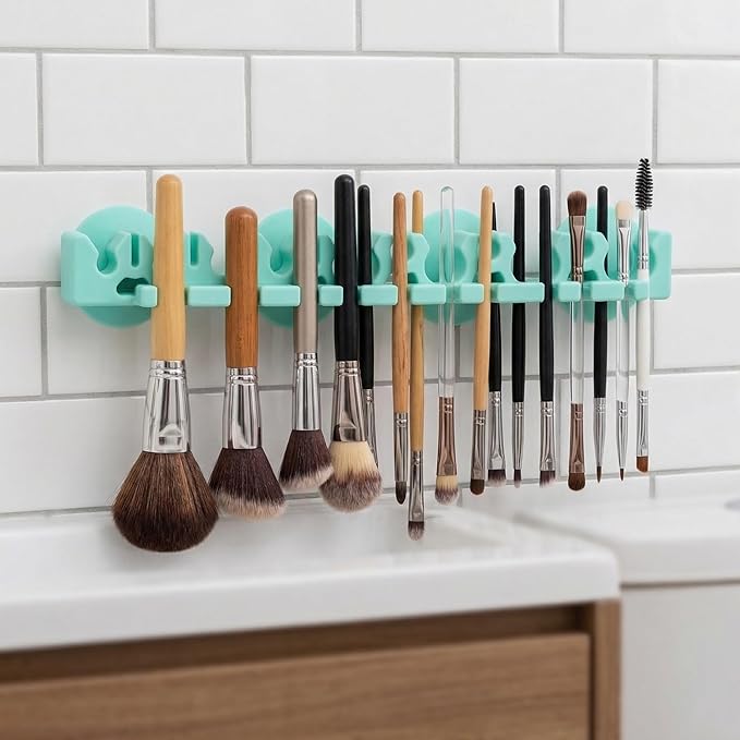 Beavorty Cosmetic Brush Storage Rack 1pc Silicone Makeup Brush Paint Silicone Holder Makeup Storage Organizer Box Drying Shelf Holder Organizer Desk