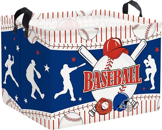 Sports Balls Laundry Hamper Collapsible Clothes Storage Basket Large Laundry Basket for Parent Bathroom/Bedroom, Baseball, 36L