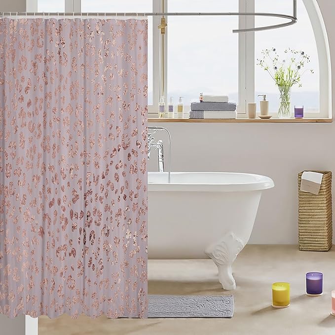 Girls Bathroom Curtain Women Pink Leopard Print Shower Curtain Luxury Safari Cheetah Print Bath Curtain for Teens Kids Stalls Bathtubs Decor Wild Animal Theme Waterproof Fabric Curtain 72"x78"
