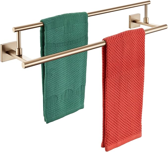 KOKOSIRI Towel Bars 20-Inch Bathroom Towel Holder Champagne Bronze Bath Towel Rails Kitchen Racks for Cabinet Stainless Steel B5009CPG-L20