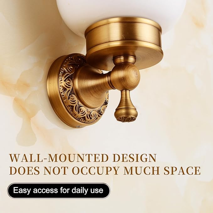 Wall Mounted Bathroom Toilet Brushed Holder Set, Antique Brass Pattern Carving,Brushed Bronze