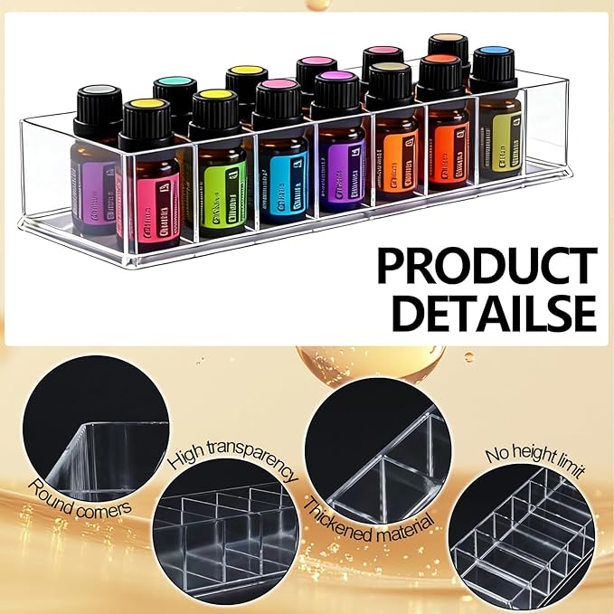 8Slots Roller Bottles Holder,Essential Oil Holder,Acrylic Essential Oil Storage,for Bottles Perfumes and Nail Polish Shelf,Essential Oil Organizer,Makeup Storage Rack