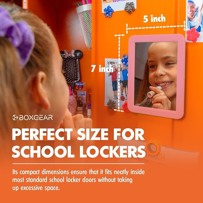 Boxgear Magnetic Locker Mirror, Makeup Mirrors - 5" x 7"- for School Locker, Bathroom, Household Refrigerator, Locker Accessory, Workshop Toolbox or Office Cabinet (White)