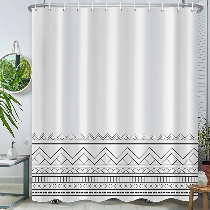 ChloropLastid Black and White Shower Curtain Modern Striped Shower Curtains for Bathroom Boho Modern Rustic Farmhouse Waterproof Fabric Bathroom Shower Curtain 72x72 Inches