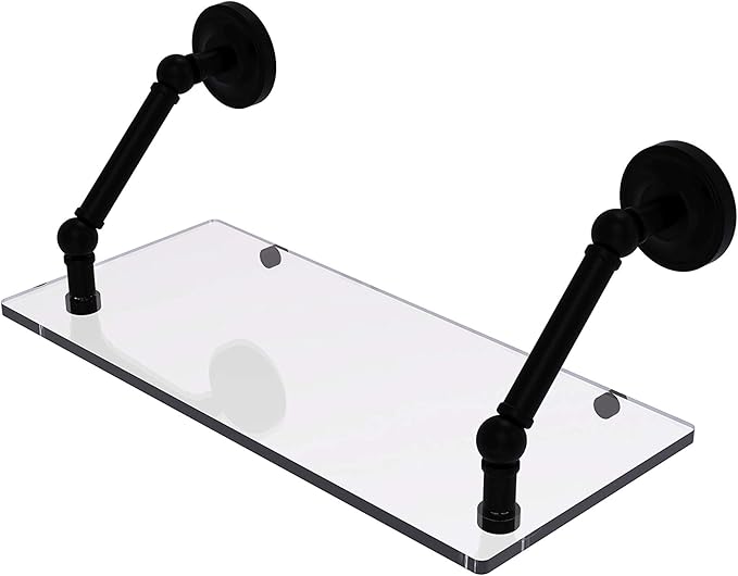 Allied Brass PR-1-18 Prestige Regal Collection 18 Inch Floating Glass Shelf, Matte Black