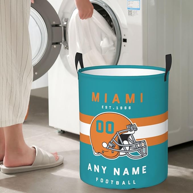 Custom Laundry Hamper - Personalized Football Style Laundry Basket - Customized Name and Number - Dirty Clothes Hamper Waterproof Large Capacity Hamper for Bedroom Bathroom Living Room