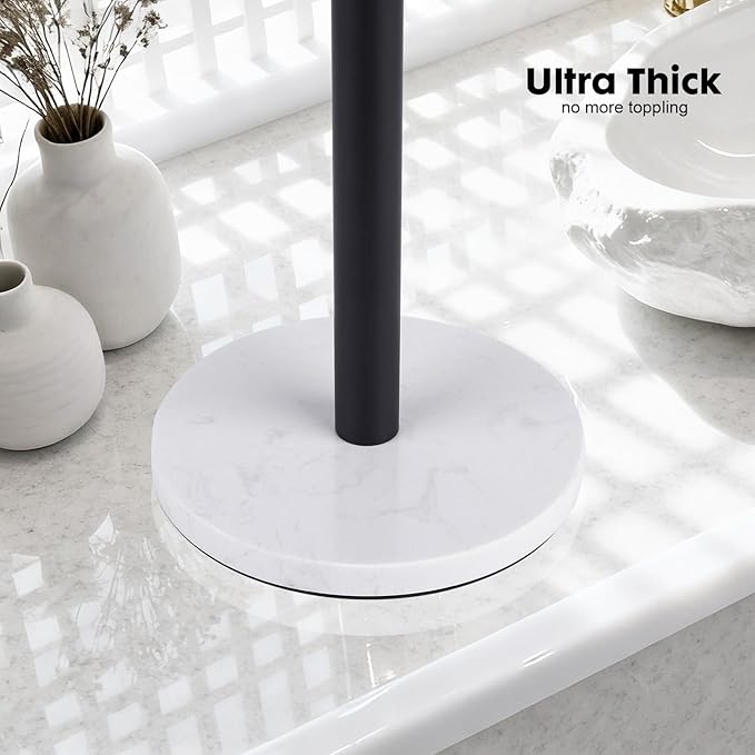 19 inch Matte Black Double hand Towel Holder Stand ,Hand Towel Bar Bathroom Vanity Countertop Towel Holder Free Standing,Towel Ring Hardware Accessories Towel Rack