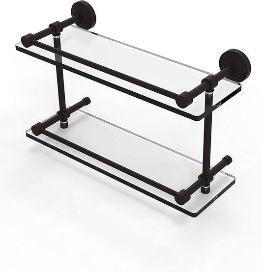Allied Brass WP-2/16-GAL-ORB Waverly Place 16 Inch Double Glass Shelf with Gallery Rail, Oil Rubbed Bronze