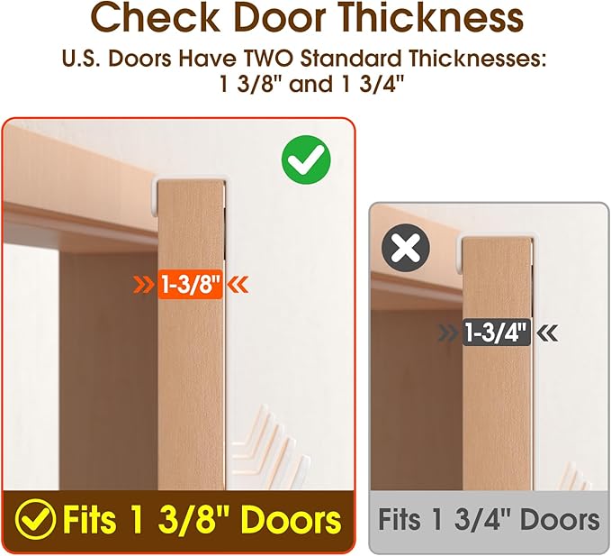 Over The Door Hooks Hanger with Extended Arms, Fits 1 3/8" Doors, L7U - Coat Rack, Bathroom Accessories and Towel Organizer Holder for Coat Robe Hat - 1 Pack, White
