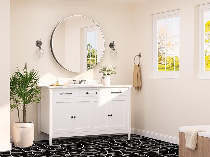 TETOTE Bathroom Mirror Cabinet 28 x 28 Brushed Nickel Round Bathroom Medicine Cabinet with Mirror Adjustable Shelves Farmhouse Wall Mirror with Storage Surface Mounted