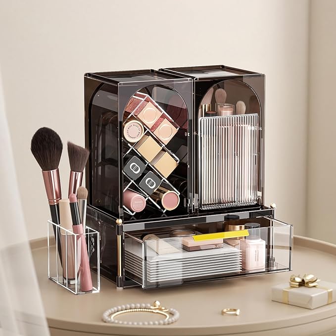 Modular Makeup Organizer, Clear Acrylic Cosmetic Storage Box with Drawer, Vanity Countertop Organizer for Makeup, Skincare and Beauty Accessories – Multiple Styles