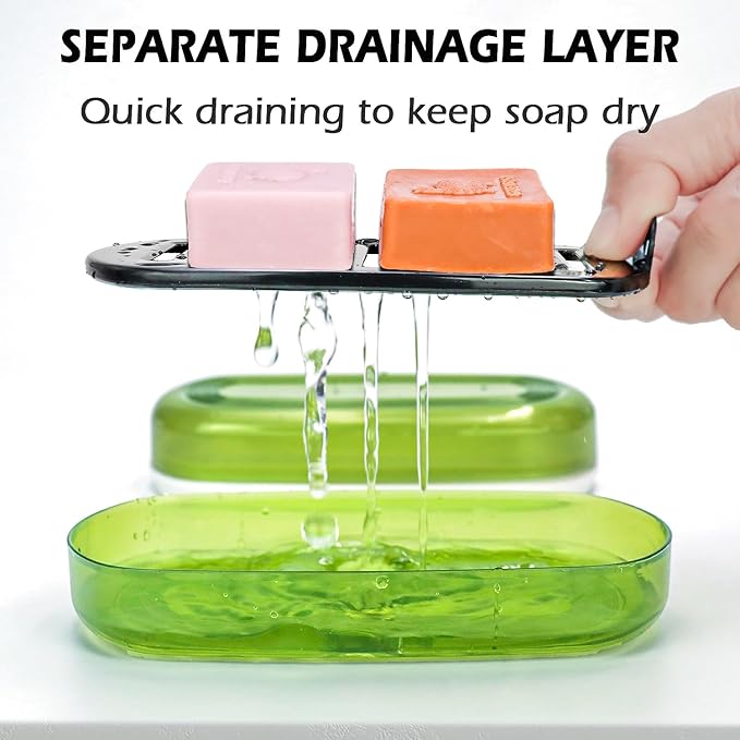 AIDIMMING Shampoo & Conditioner Bar Dish,Large Travel Soap Case for Duke Cannon Soap,Shampoo Soap Holder is Compatible with The Kitsch Shampoo bar for Travel, Camping, Gym, Bathroom (Max, Green)