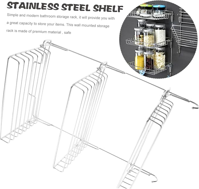 Stainless Steel Folding Storage Rack Adhesive Wall Mount Bathroom Shelves No Punch Sundry Rack