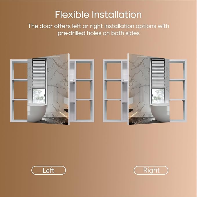Bathroom Cabinet with Mirror, Wall Cabinet with 2 Mirrored Doors, Adjustable Shelf, Open Compartment, Wall-Mounted, 24x32 Inches, White (Assembly Required)