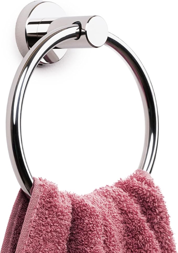 Marmolux Acc Chrome Towel Ring - Hand Towel Holder for Bathroom Wall - Simple Round Towel Hanger for Bathroom - Heavy Duty SUS 304 Stainless Steel Bathroom Towel Rack - Towel Rack Bathroom - Towel Bar