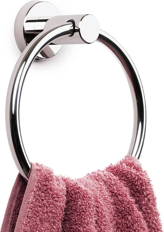 Marmolux Acc Chrome Towel Ring - Hand Towel Holder for Bathroom Wall - Simple Round Towel Hanger for Bathroom - Heavy Duty SUS 304 Stainless Steel Bathroom Towel Rack - Towel Rack Bathroom - Towel Bar