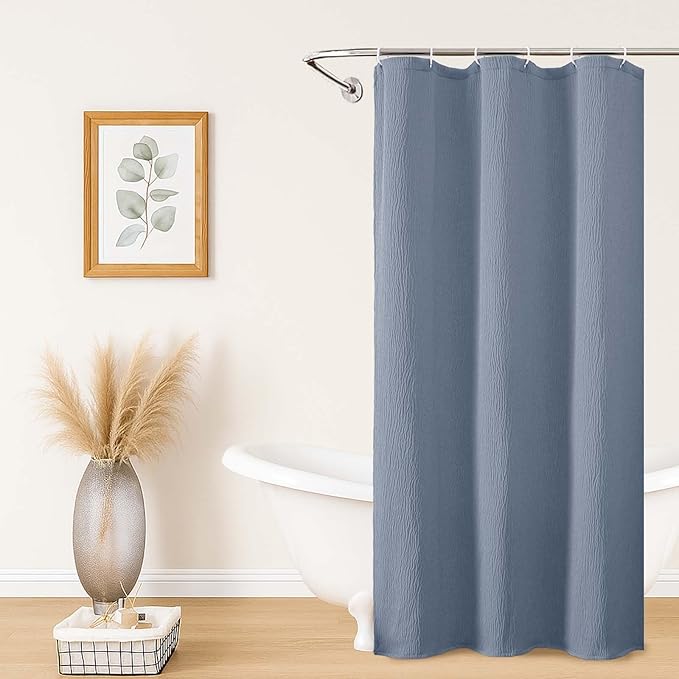 Aiyufeng 3D Textured Sky Blue Small Shower Curtain for Bathroom, Fabric Shower Curtain Heavy Duty Cloth, Stall Size Narrow Bathroom Curtains, Machine Washable, 36x72 Inches