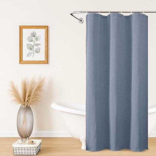 Aiyufeng 3D Textured Sky Blue Small Shower Curtain for Bathroom, Fabric Shower Curtain Heavy Duty Cloth, Stall Size Narrow Bathroom Curtains, Machine Washable, 36x72 Inches