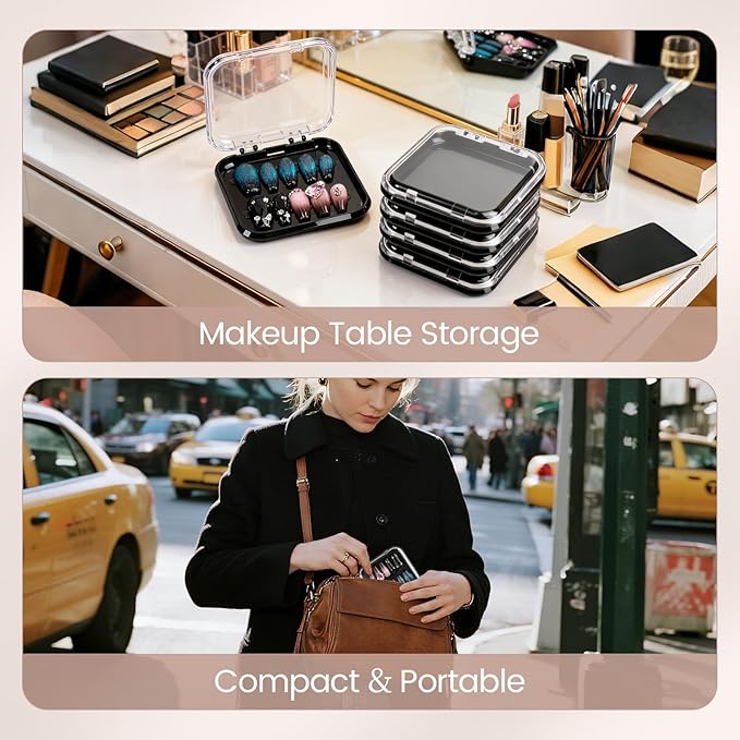 15 Pcs Press On Nail Packaging Box Press on Nail Storage Box for Press Ons with 90 Pcs Adhesive Double Sided Tape for Fake Nail Storage Case Nail Display Nail Salon Supplies (Black)