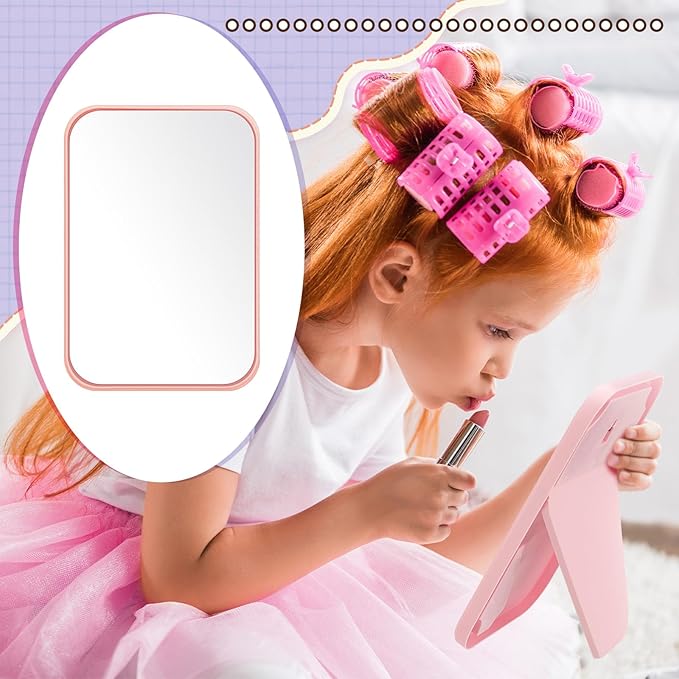 DoubleFill 6 Pcs Spa Party Mirror Spa Party Supplies Sleepover Accessory Favors Makeup Mirror for Sleepover Slumber Birthday Favors Women Adults Princess Gift(Pink)