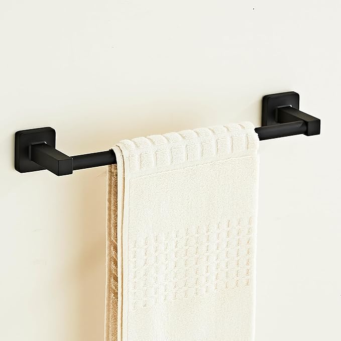 Matte Black Bathroom 12 InchTowel Bar, Bath Accessories Thicken Stainless Steel Shower Towel Rack for Bathroom, Towel Holder Wall Mounted (Total Length 14-Inch)