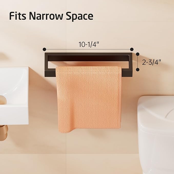 KES Towel Ring Black, Hand Towel Holder for Bathroom 10 Inch Towel Bar Modern Bathroom Hardware Wall Mount SUS304 Stainless Steel, Matte Black, A23080-BK