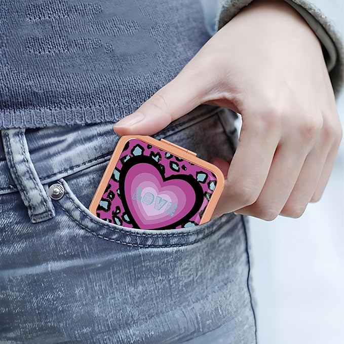 Compact Mirror Makeup Mirror Folding Mini Pocket Mirror Portable Hand Mirror Double-Sided 2 x 1x Magnification for Woman Girls Rose Gold