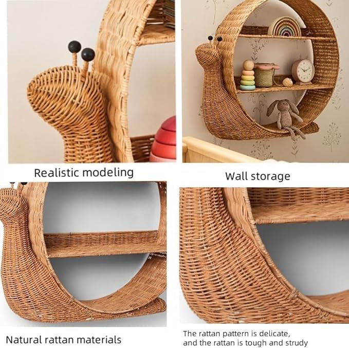 Rattan Wall Shelf, Wicker Shelves for Wall, Hanging Shelves for Bathroom, Bedroom, Decorative Rattan Shelves for Storage and Display