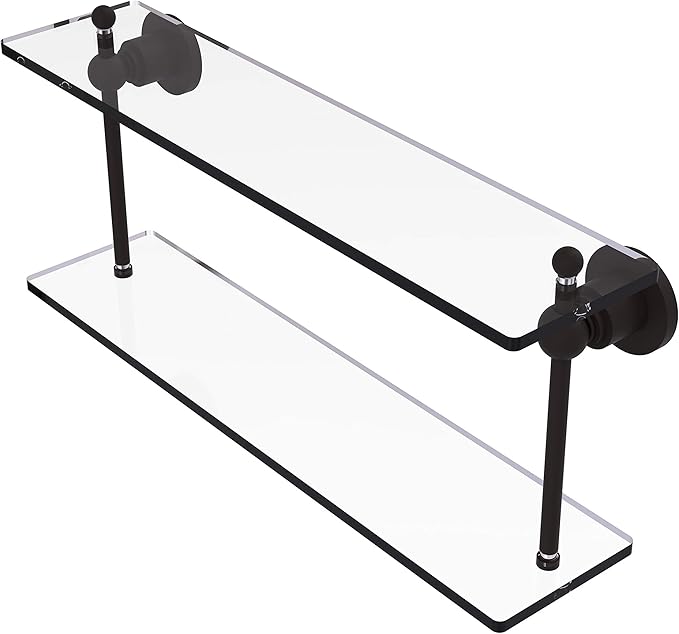 Allied Brass AP-2/22 Astor Place Collection 22 Inch Two Tiered Glass Shelf, Oil Rubbed Bronze