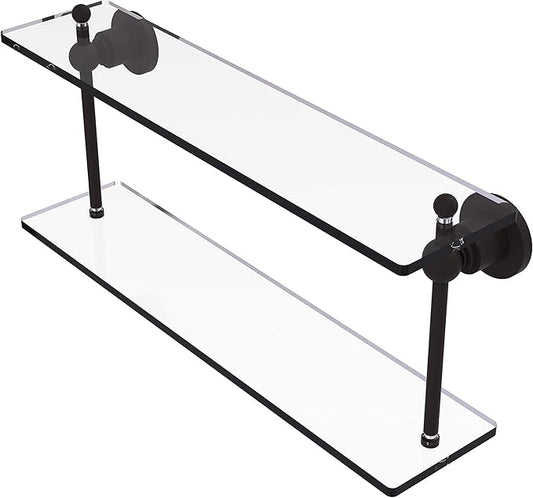 Allied Brass AP-2/22 Astor Place Collection 22 Inch Two Tiered Glass Shelf, Oil Rubbed Bronze