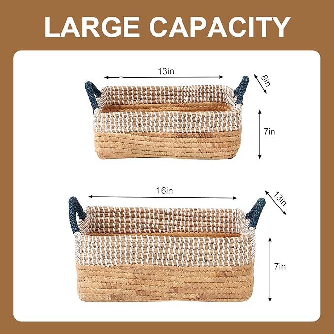 Laundry Hamper Storage Baskets, Woven Basket Decorative Baskets for Shelves, Basket for Gifts, Closet, Pantry, and Home Organization, Set of 4, Multi-Size