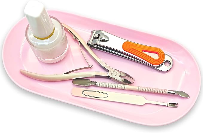 9" Nail Tools Tray Pink Manicure Accessory Storage Display Tray Jewelry Rhinestone Dish Cosmetics Organizer Oval Nail Art Decorative Small Storage Plate