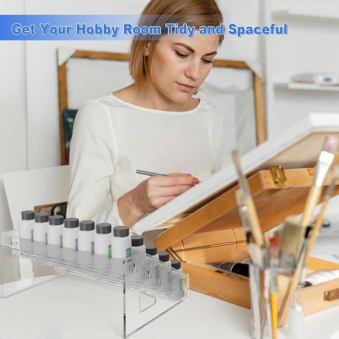 5 Layers Acrylic Paint Organizer, Painting Bottle Holder, Miniature Paint Holder, Craft Hobby Rack Shelf, Snap-on Design Easy Assembly Storage Rack for Citadel, Apple Barrel, Folkart -2oz Craft Paints