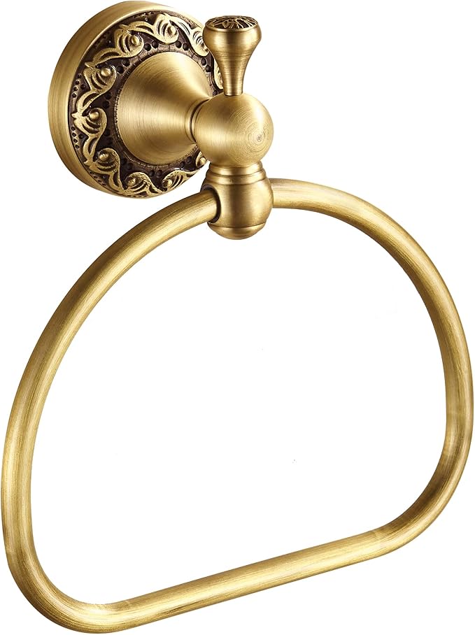 WOLIBEER Brass Towel Ring,Antique Hand Towel Holder, Bathroom Hand Towel Rack Hanger Wall Mounted Retro Kitchen Accessories
