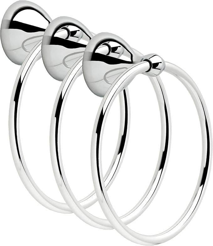 Delta Foundations Hand Towel Holder Polished Chrome Racks for Bathroom Wall Round Ring Holder, Bath Towel Hanger for Kitchen, Bathroom Accessories FNDS46-PC (Pack of 3)