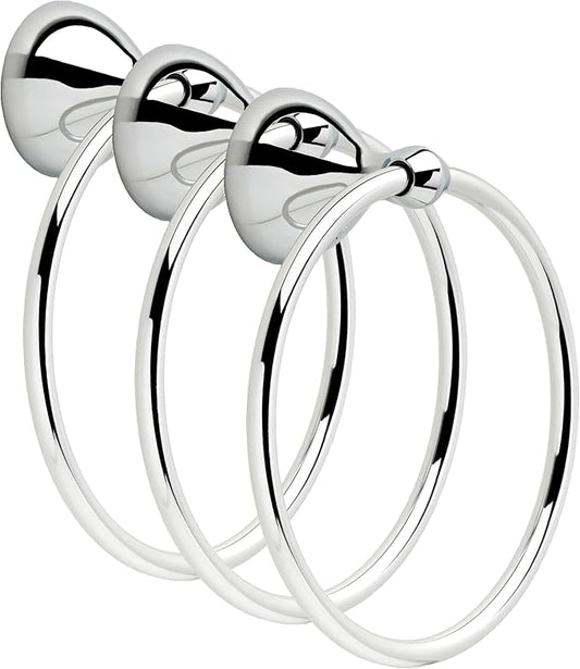 Delta Foundations Hand Towel Holder Polished Chrome Racks for Bathroom Wall Round Ring Holder, Bath Towel Hanger for Kitchen, Bathroom Accessories FNDS46-PC (Pack of 3)