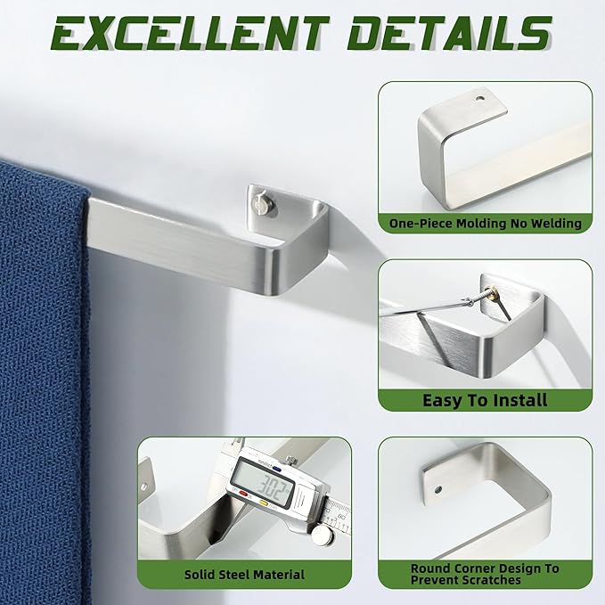 Alise Hand Towel Holder Towel Bar for Bathroom Wall Mount,SUS304 Stainless Steel Towel Rack for Bathroom and Lavatory,Kitchen,8'' Bath Towel Hanger Towel Rail,Brushed Nickel