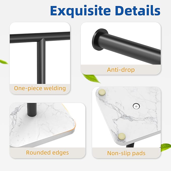 RUACQ Hand Towel Holder, T-Shape Free Standing Hand Towel Holder Stand with Marble Base, 304 Stainless Steel Hand Towel Stand for Bathroom Kitchen Vanity Countertop(Matte Black)