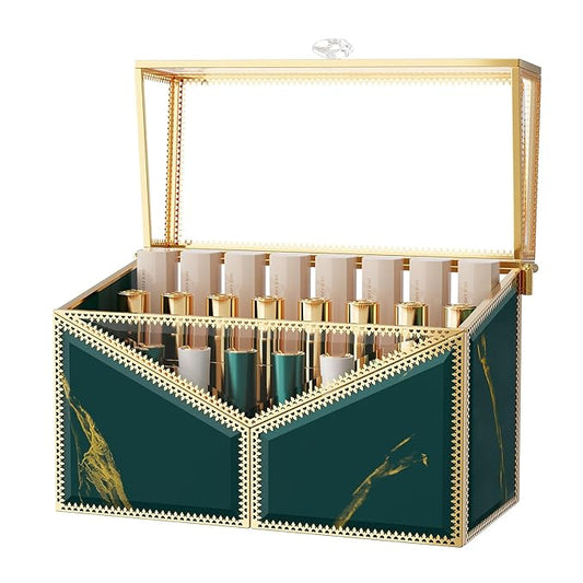 Lipstick Organizer Lipstick Holder - 24 Spaces, Tempered Glass Lip Gloss and Perfume Organizer,Vanity Lipstick Holder and Organizer.