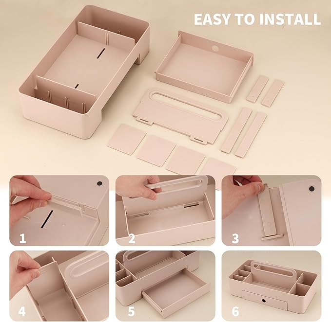 Multipurpose Caddy Organizer with Handle -8 Compartments and 1 small drawer - Art Craft Supplies, Office, Desk, Stationery Pen Holder, Makeup, Bathroom, Shower, Cleaning, Dorm Organizer - Green