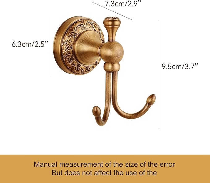MOGFCT Wall Mounted Bathroom Robe Hook, Towel Hanger Antique Brass Pattern Carving,Brushed Bronze